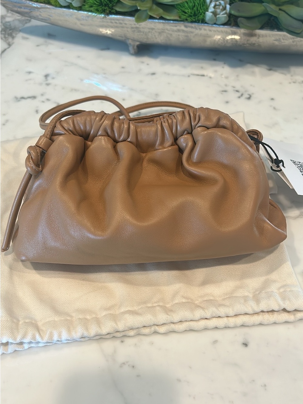Mansur Gavriel Mini Cloud Women’s Caramel Drawstring Pouch Shoulder Bag
